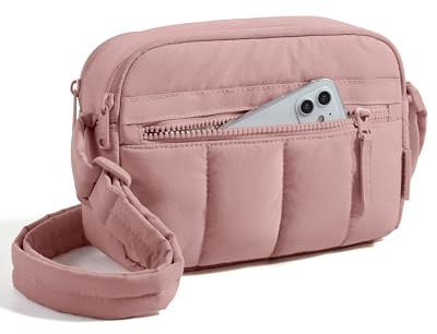 bagsmart Puffer Umhängetasche Damen Crossbody Bag Klein, RFID Schutz | Leicht Kleine Mehrfächrig Handtasche mit Verstellbare Weiche Schultergurt, Handytasche zum Umhängen für Reisen Alltag Sport