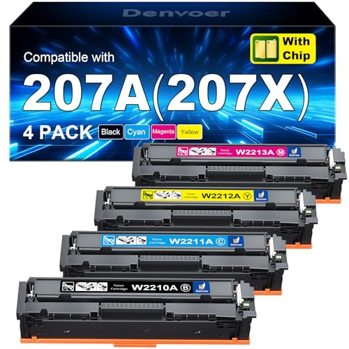 207A 207X Kompatibel für HP 207A 207X Toner MFP M283fdw M255dw | Kompatibel für HP Color LaserJet Pro MFP M283fdw Toner M283fdn M283cdw M282nw M255dw M255nw 4-Pack, mit Chip
