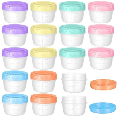 18 Pcs Round Stackable Plastic Food Container Set, Small Food Containers | Plastic Round Food Containers with Lids Reusable Food Storage Jars for Dishwasher Freezer Safe
