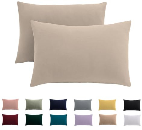 Federa per cuscino 70x90 set da 2 - federa per cuscino 70 x 90 cm caldo beige per cuscino 100% microfibra federa antirughe e antipieghe con chiusura lampo