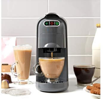 BargainsMania 4-in-1 Pod Coffee Machine - 20 Bar Pressure Pump To Produce Strong, Full-bodied Coffee - Ready To Use In 40 Seconds - Dimensions: 40cm X 31 X 32.5