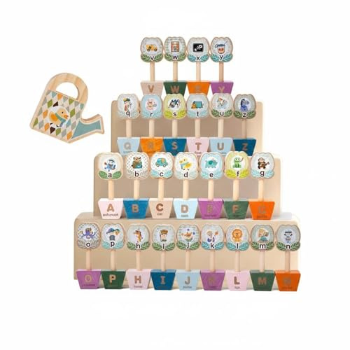 MotiveTech Blumen Buchstaben Spiel Spielerisches Lernen Buchstaben Zuordnungsspiel Bunte Farben Alphabet Steckspiel für Anfänger, Kindergarten