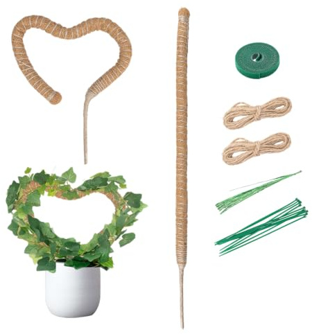 Tutore per Piante Monstera 2x 70 cm - Palo di Muschio Pieghevole in Fibra di Cocco con Anima in Alluminio, Supporto Modellabile per Piante Rampicanti da Interno, Set Completo con Legacci da Giardino