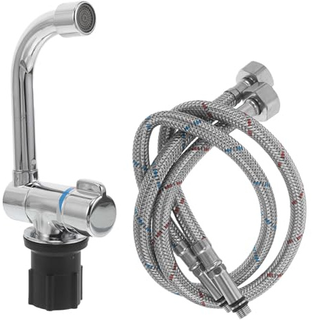 Alipis Robinet Cuisine pour Camping-car, Mitigeur Chaud et Froid, Rotation 360°, Cuivre et Plastique, Argenté, pour Évier et Lavabo Couleur Aléatoire