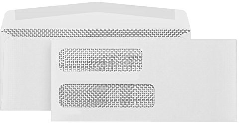 500 No. 10 Gummed Double Window Security Envelopes - Perfect Size for Multiple Business Statements, Quickbooks Invoices, and Return Envelopes - Number 10 Size 4 1/8 X 9 ½ Inch