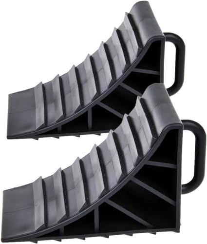 JOMAFA PAR DE CALZOS/CUÑAS PARA RUEDAS CON MANGO PARA COCHES, REMOLQUES, CARAVANAS... CORTE ANGULAR MINI