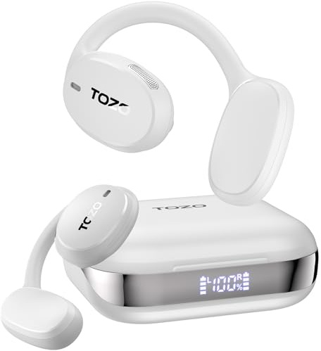 TOZO OpenEgo Open Ear Kopfhörer mit Ohrbügel Bluetooth Sport 80 Std. IPX5 | 16,2-mm Treiber für klare Höhen, kräftige Bässe, LED-Anzeige, ENC Anrufe, 16 EQ-Modi, Verstellbares Ohrbügel-Design, BT5.3
