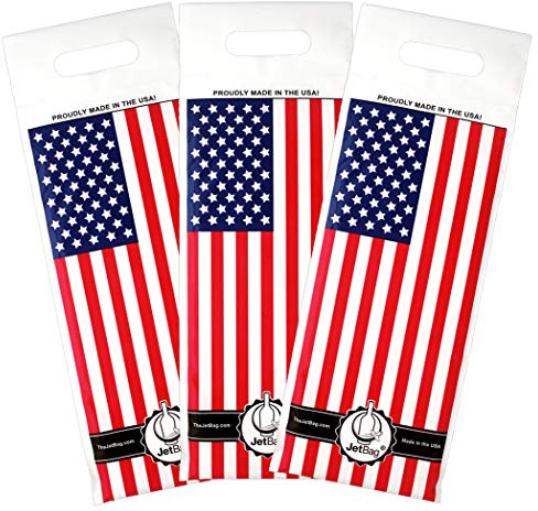 JetBag Travel Wine Bag (Set of 3, US Flag Pattern) - The Original Absorbent, Reusable & Protective Wine Bottle Bag - Made in the USA