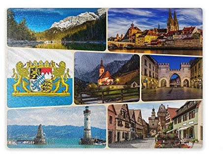 Schneidebrett/Glasschneidebrett 20x28x0,4cm - Motiv: Deutschland Collage Bayern | 02
