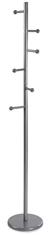 Versa Malai Perchero de Pie de Estilo Minimalista, con 6 Ganchos o Colgadores para Ropa o Bolsos para el Recibidor, Medidas (Al x L x An) 170 x 28 x 28 cm, Metal, Color Gris