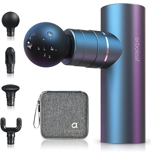 arboleaf Massagepistole mini Massage gun, 3200 U/min 0,47kg Massage Pistole mit AI Stufen 4 Aufsätze, leicht Muskelpistole mit Transportcase Muscle Gun für Muskelentspannung stark Akku USB-C
