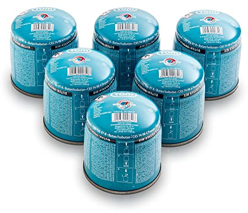 TOM 6 x, 12 x oder 48 x 190 g gaskartuschen Butangas Kartuschen mit Sicherheitsventil – Butan Gas Kartuschen ideal für Ihren Campingkocher, Camping Lampe oder für Lötbrenner, Abflämmgerät & Co.