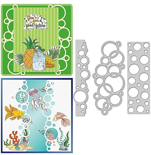 GLOBLELAND Bubble Lace Background Cutting Dies Metal Bubble Frame Border Die Cuts Cutting Dies Template for Paper Card Making Decoration DIY Scrapbooking Album Craft Decor