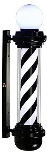 Muteiki Luces Intermitentes Poste de Peluquería Luz Led, Luz de Letrero Led de Barbería, Logotipo de Peluquería Luz Giratoria Luz de Pared de Letrero de Tienda de Salón en Blanco Y Negro (80 Cm)/80C