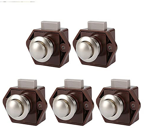 5PCS. Druckknopf Catch Box Lock Camper Car Push-Schloss Home Schrank Türschrank Schublade Verriegelungsknopfschlösser für Möbel-Hardware (Color : 5pcs Brown)