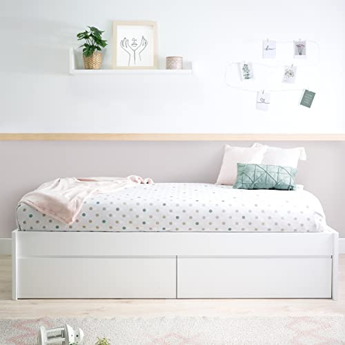 Bainba Cama Juvenil Blanco con cajones Bajo (105x190)
