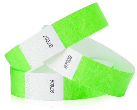 1,200 WristCo Neon Green Tyvek Wristbands for Events - Tamper-Proof Design & Fluorescent Color Prevent Reuse Premium-Grade Bracelets for Hospital & Medical ID, Party & VIP Identification