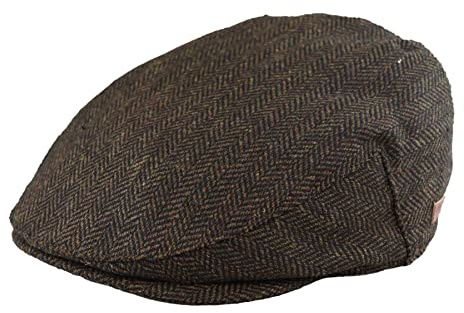 TruClothing.com Mens Flat Cap Wool Herringbone Tweed Vintage Classic 1920s Unisex Del Boy