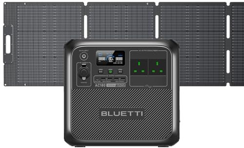 BLUETTI Solar Generator AC180 with 200W Solar Panel Included, 1152Wh Portable Power Station w/ 2 1800W(2700W Surge) AC Outlets, LiFePO4 Emergency Power for Camping, Off-grid, Power Outage