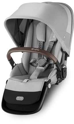 Poussette Double Gazelle S Unité de Siège - Lava Grey avec Châssis Silver