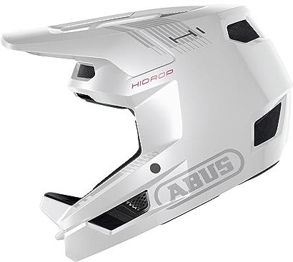 ABUS Downhill Helm HiDrop – ASTM-zertifizierter Fullface Helm mit ABS-Außenschale für MTB: Downhill, Enduro und Bikepark – für Erwachsene und Jugendliche – Weiß, Größe M