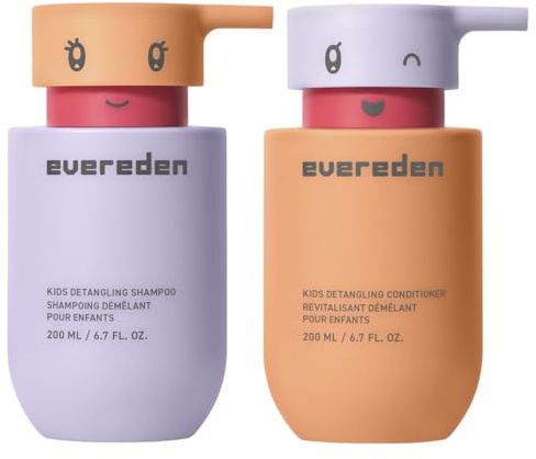 Evereden Kids Haircare Set: Hair Detangling Shampoo & Conditioner for Children Ages 3+, Plant Protein Peptides & Argan Oil, Vegan, Free from Sulfate, Paraben, Phthalate & Petrolatum