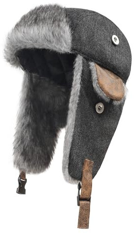 Zylioo XL Winter Fliegermütze Für Großen Kopf,Trappermütze Größe 61-64,Wintermütze mit Kunstpelz Ohrenklappen, Russenmütze für Snowboarden Skaten Outdoor