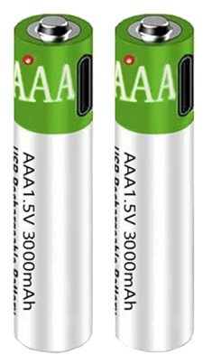 SSCYHT Batteria agli ioni di Litio AAA da 1,5 V a Ricarica Rapida 3000 mAh di Grande capacità con Cavo USB Batteria Ricaricabile Batteria al Litio Riutilizzabile 1200 Volte,2pcs 1.5v3000mah