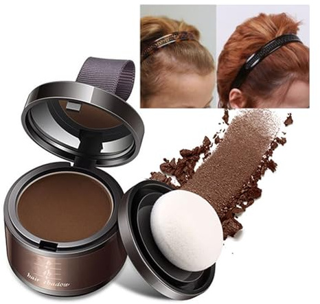Instantly Hair Shadow Powder, Dark Brown Root Dye Shadow Cover, Windproof Sweatproof Touch-Up for Thin Hair Grey Hairline, Root Concealer for Hairline, Eyebrows, Beard
