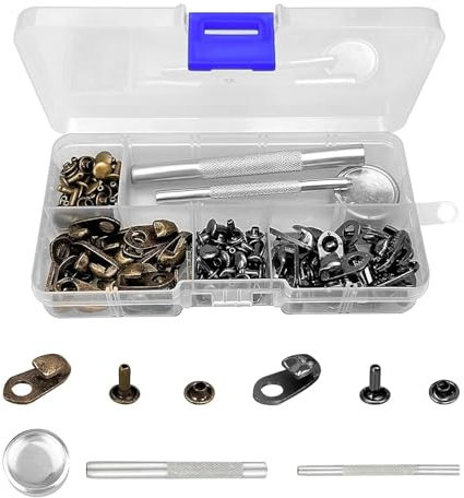 56 Sets Schnürsenkel Schnallen Haken mit Nieten, Schnürsenkel Schnallen Sicherheits Schnürsenkel Schnallen, für Klettern Wanderschuhe Bergsteigen Stiefel Hike Climbing Repair Leder(Bronze,Perlschwarz)