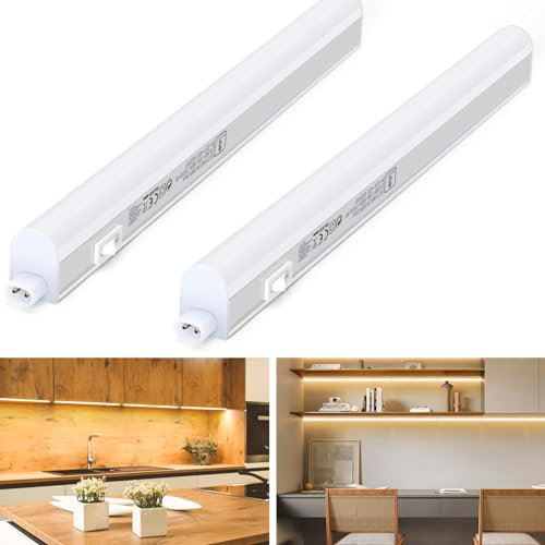 Aigostar LED Unterbauleuchte Küche 4W 460lm 230V LED Leiste mit Schalter 3000K Warmweißes Licht Schrankbeleuchtung Schrankleuchten 31,3 CM, 2 pcs