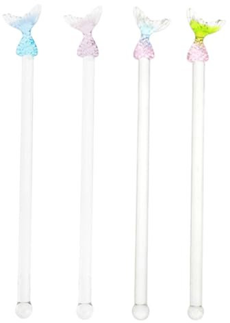 ABOOFAN 4pcs Glass Stirring Rods Cocktail Swizzle Sticks Drinking Stirrers for Home Bar Coffee Mixing