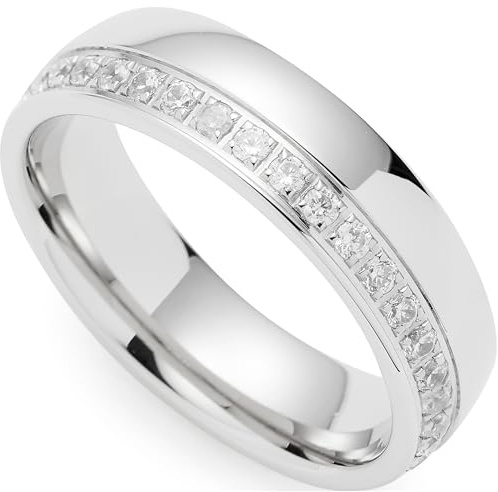 JEWELS BY LEONARDO Ring Brilliante • Band-Ring aus silberfarbenem Edelstahl • Gr. 19 (60) • umlaufend eingefassten Zirkonia-Steinchen • Damen Schmuck Geschenk • 023512