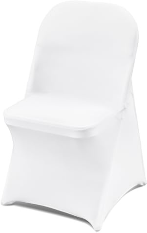 VEVOR 12 PCS White Folding Chair Covers, Kitchen Chairs Cover, Universal Washable Slipcovers Protector, Removable Chair Seat Covers, for Wedding Party Dining Room Banquet Event