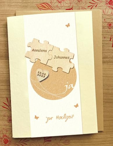 Karte zur Hochzeit, Heirat, Brautpaar, Hochzeitskarte, Vermählung, Geschenk, personalisiert, Name, Datum