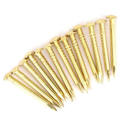 Fabater Messingnägel, 100 Stück Rundkopfnägel, 4 Stile, Dreist, Hochwertig, für Zuhause (18mm lang)