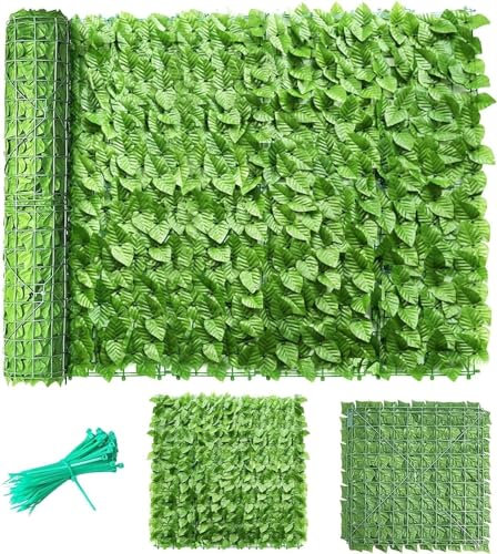 Yoeoefuo Efeu Sichtschutz Terrasse Gartenhecken Balkon Künstliche Hecken 1x1m 1x5m 1x10m Künstliche Pflanzenwand Gartensichtschutz Schattennetz Grüner Zaun Sichtschutzwände(Color:Style 5,Size:1x9m)