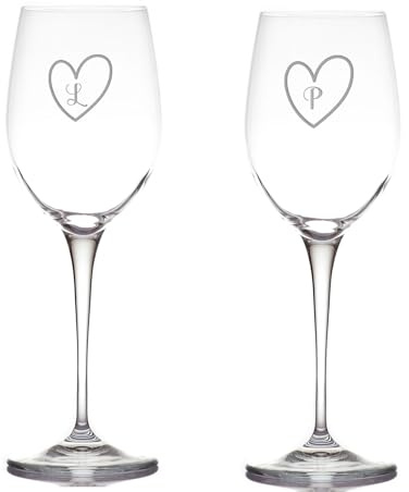 Coppia Bicchieri Personalizzati con Iniziali nomi Calici da Drink Spritz Vino Bianco Rosso Incisi Dedica Anniversario Amore Brindisi festa degli innamorati Romantici Idea Regalo Compleanno Natale