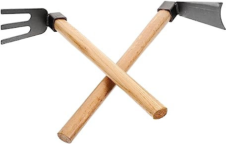 Milisten Houe De Jardin Râteau Cultivateur pour Potager Outil De Bêchage avec Manche Bois Houe à Désherber Et Arrachage