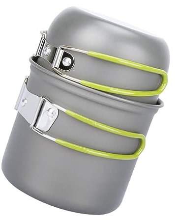 KITANDOVE 1juego Utensilios De Cocina Para Camping Estufa Portátil De Camping Olla Duradera y Mango Verde Para Senderismo y Actividades Al Aire