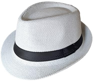 Panchitalk Strohhut Fedora-Hut mit breiter Krempe, Sommer-/Strand-Sonnenkappe, Panama-Hut für Damen und Herren, Weiss/opulenter Garten, Large