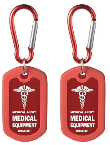 mnmoom Medical Equipment Luggage Tag -Aluminum Travel Essentials Medical Luggage Tag (2X Red)