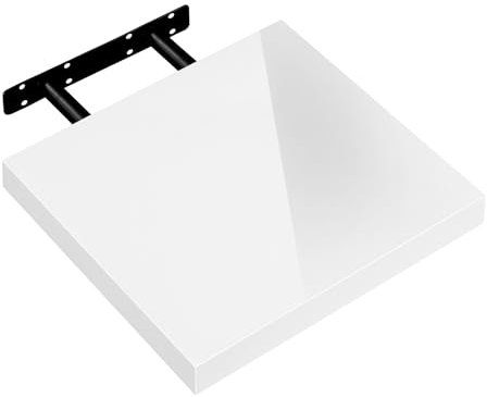 eSituro Wandregal, Regal Wand weiß Hochglanz, Hängeregal, Schweberegal, Regalbrett Bücherregal zum Aufhängen, Wandboard für Wohnzimmer Küche Arbeitszimmer Badezimmer, 40x22.9x3.8 cm, SWS0382