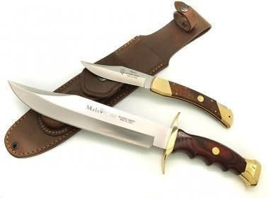 LO TRINCO YO Muela BW-22N. Set de Cuchillo BW-22 y Navaja 10-M, empuñaduras de madera coral para Caza, Pesca, Supervivencia y Bushcraft