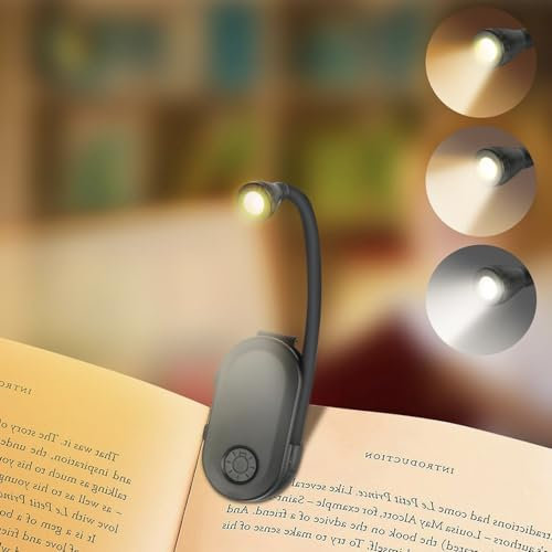 TOZKZO Leselampe Buch Klemme, Buchlampe 3 Farbtemperatur Modi Leselicht, USB Leselampe Bett 360° Flexibel Wiederaufladbar Buchlampe für Nachtlesen ins Bett