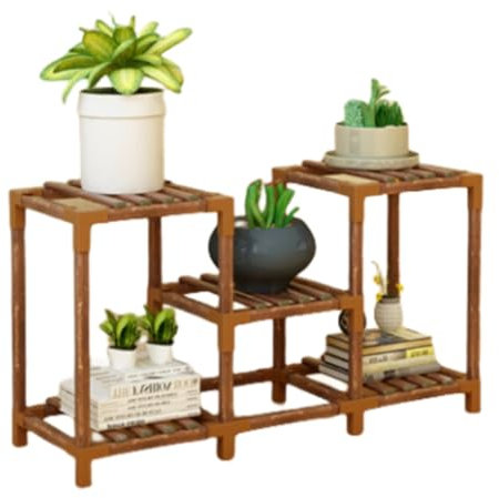 WZWTYSM Mehrschichtiges Pflanzenregal, Pflanzenständer aus Holz, modernes hohes Eckregal, mehrere Blumentopfhalter, Pflanzgefäßregal für Terrasse/Garten/Balkon/Wohnzimmer, drinnen und draußen (K2)