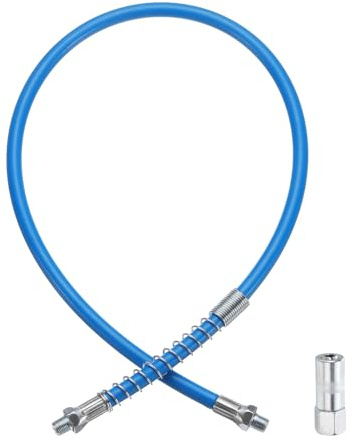 sourcing map Fettpressen-Schlauch-Set, 60,5 cm, 10000 PSI, Feder-Flex, Hochdruck-Schnellentriegelungsfett mit Fettpressenkupplung, 0,3 cm NPT-Gewinde für Fettpresse, Blau
