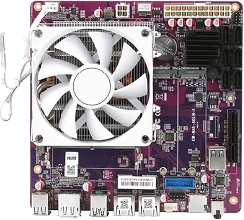 HKUXZR I3-N350 Carte mère industrielle NAS 8 cœurs 8 fils Processeur basse puissance 2 x 2,5 G i226 fente M.2 6 x SATA DP HDMI 2.0 PCIE × 1 avec ventilateur