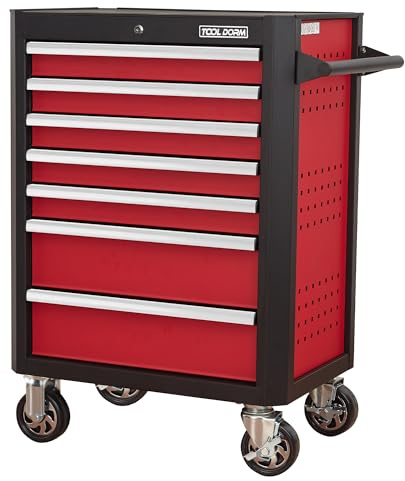 Tool Chest with Wheels - 28inch Tool Box with 7 Drawers, Metal Rolling Tool Cabinet with Locking System, for Garage, Warehouse, Workshop, Repair Shop