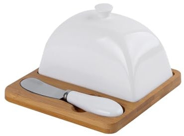 ZZlei2yu-12 Beurrier Beurrier en Porcelaine Blanche avec cuillère à Beurre for comptoir de Cuisine Récipient à Beurre